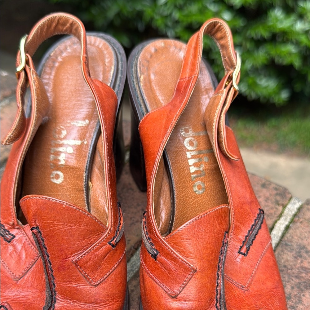 CHANEL burnt Orange Leather sling back Heels - Picture 6 of 8